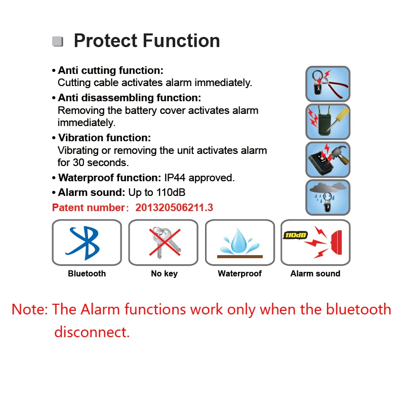 RAYKUBE Electric Smart Door Lock With Bluetooth Phone APP Waterproof Anti Theft Lock 110dB Alarm Wire Rope For Door & Bicycle