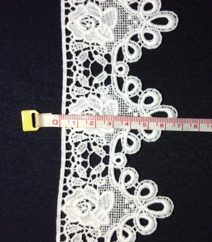 6.5cm milk fibre embroidery lace trim,high quality Eco-friendly soft touch flower lace trimming,XERY-NY05054