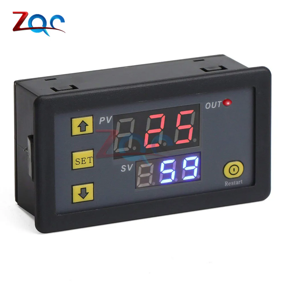 DC 12V/24V/AC 110V 220V Cycle Time Timer Delay Relay LED Dual Digital Display Timing  Adjustable Power Supply Thermolator 0-999