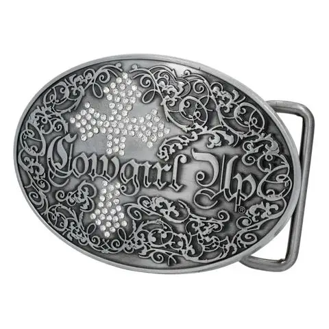 Two-tone crossover gesture buckle of western cowboy zinc alloy belief