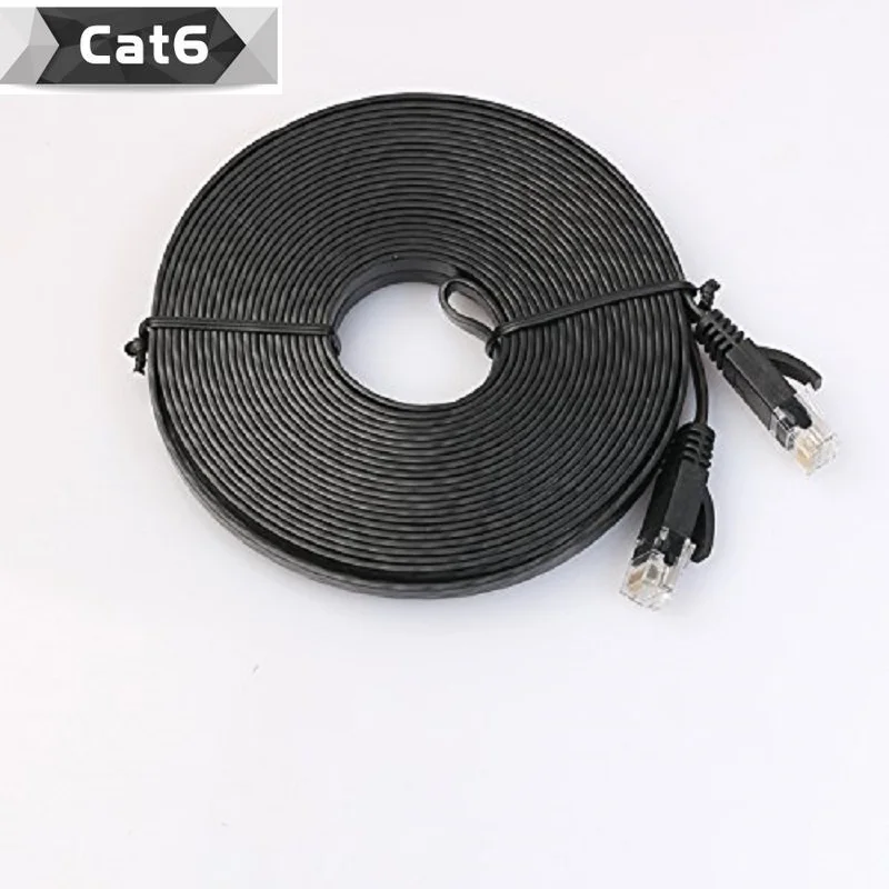 Cat 6 Ethernet Cable 50ft White black Flat Internet Network Cable  Cat 6 Computer Cable With Snagless Rj45 Connectors50ft 15m