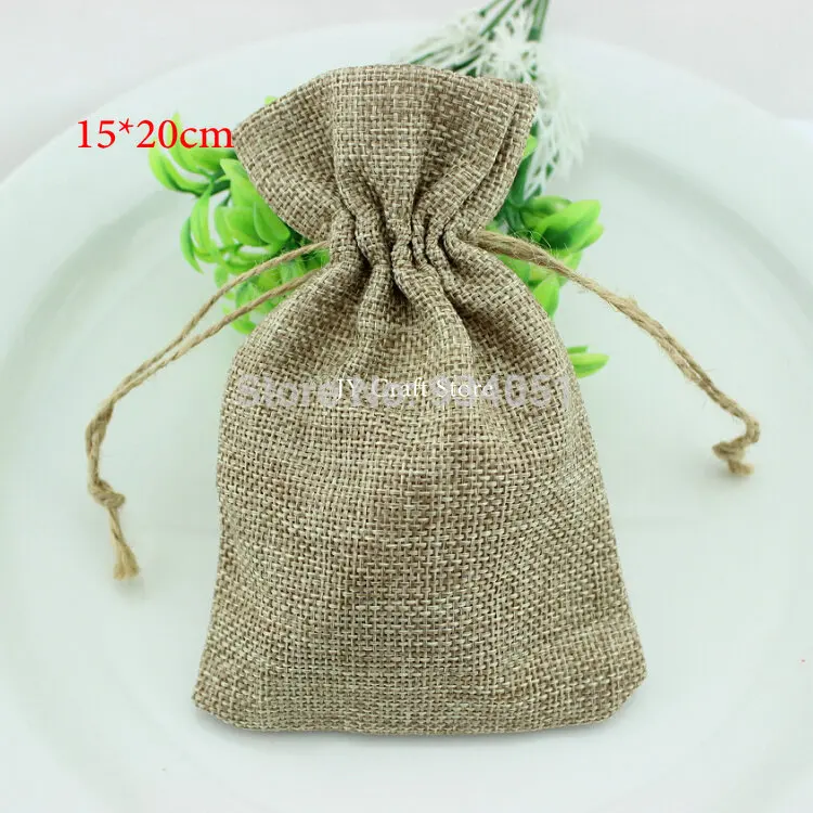 

30pcs/lot Blank Linen Bags Fabric Wedding Favor Pouches 15*20cm Drawstring Jewelry Sachet Gift Bags Free Shipping