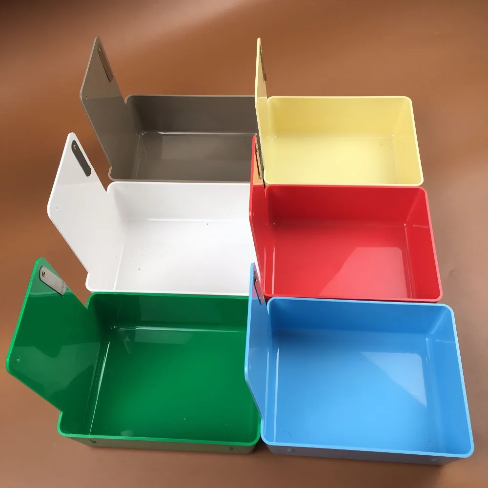 14 pcs/lot 7 colors Dental Lab Tools Dental plastic work boxes Colorful Dental Work Pans with Clip Holder for hold teeht model