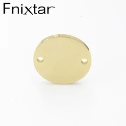 Fnixtar 20Pcs/Lot 8-25mm Mirror Polishe Stainless Steel Stamping Blank Disk Connector Two Inner Hole Gold Color DIY Charm Discs