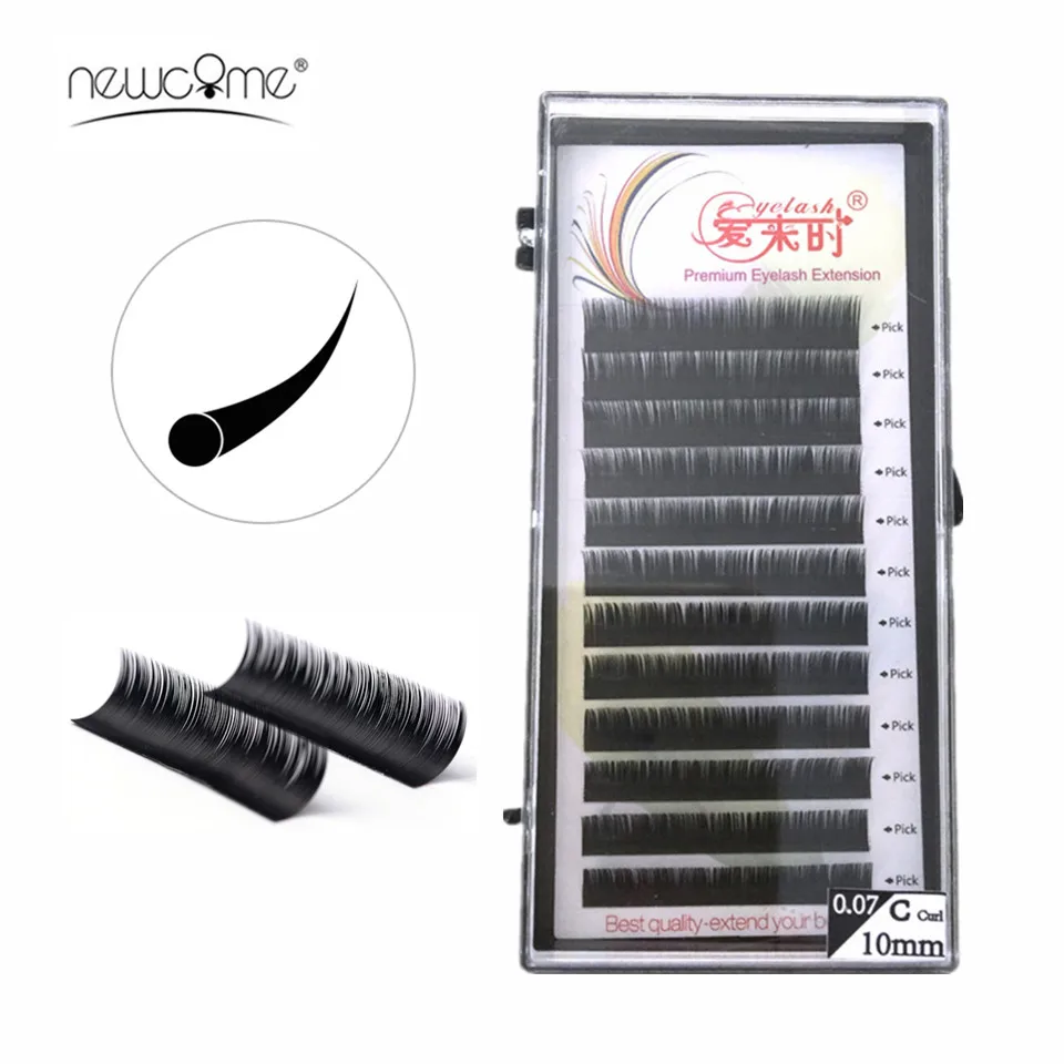 NEWCOME Natural Premium Eyelash Extension Single & Mixed 8-15mm Individual Eyelashes No Kink Faux Mink Lashes Extension