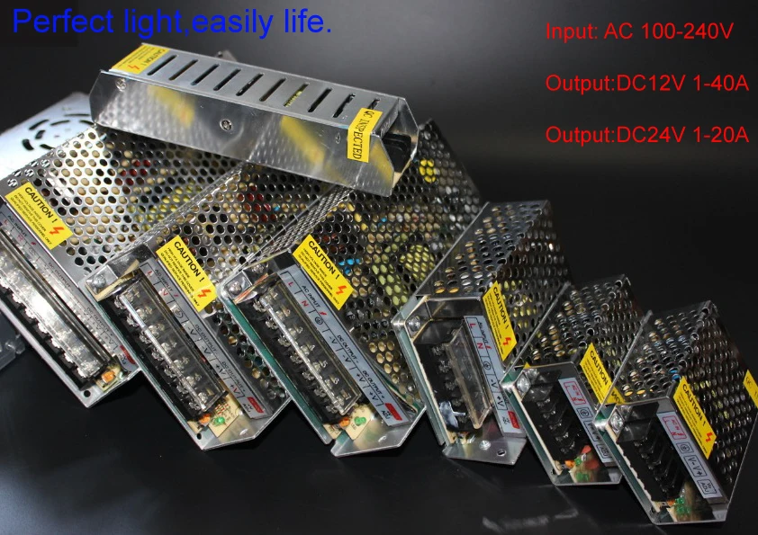 DC5V/12V/24V 1A 2A 3A 5A 8A 10A 15A 20A 30A 40A Switch Power Supply Adapter Transformer input 100V -240V DC Output for LED strip