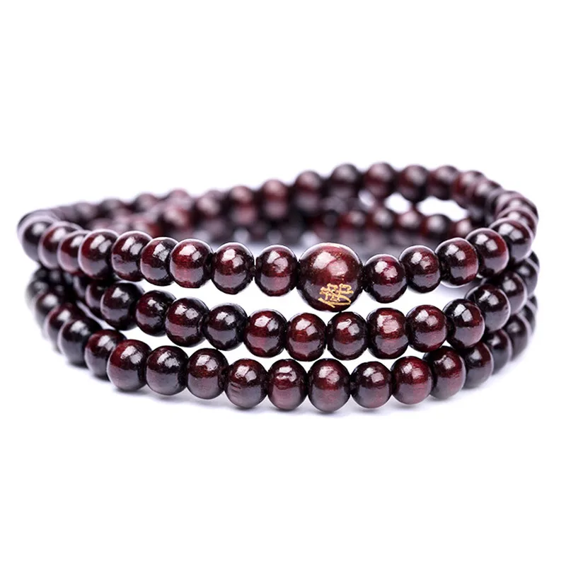 6mm*108 Natural Red Sandalwood Bead Prayer Japa Rosary Mala Bracelet Tibetan Buddhist meditation Wooden Rosary Beaded Bracelets