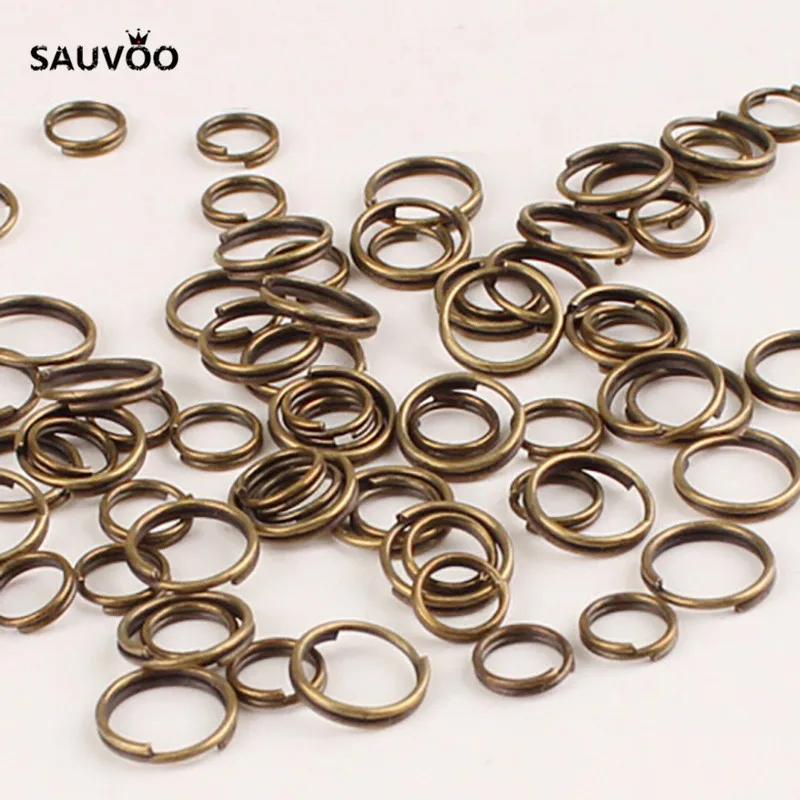 SAUVOO 200 pezzi bronzo antico argento oro rodio colore salto anello diviso doppi anelli diametro 4/6/8/10mm per connettore gioielli fai da te