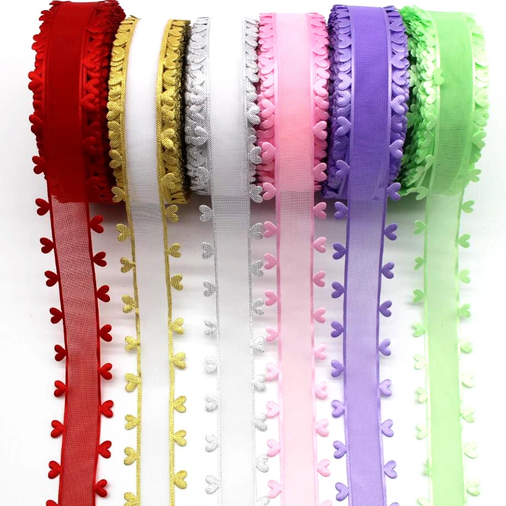

20 ярдов 25 мм кружевная лента в форме сердца DIY материалы ручной работы головные уборы банты красочные модные оптовые аксессуары для рукоделия ручной работы