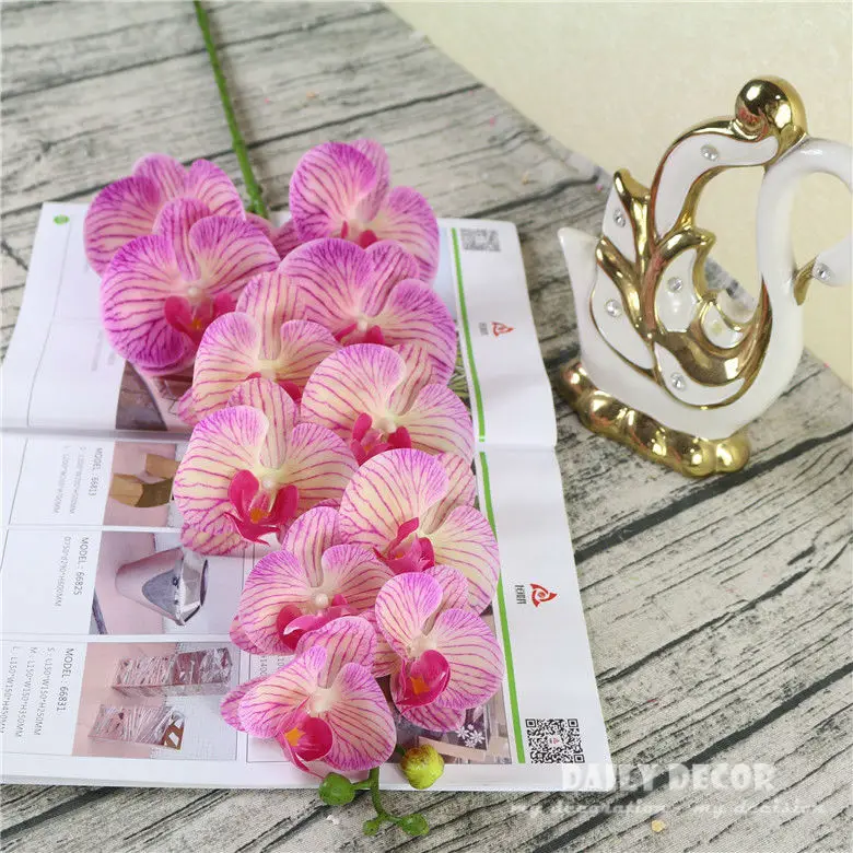 11 head Real touch large artificial silicone butterfly orchid wholesale felt latex flowers wedding decorative Phalaenopsis 10pcs