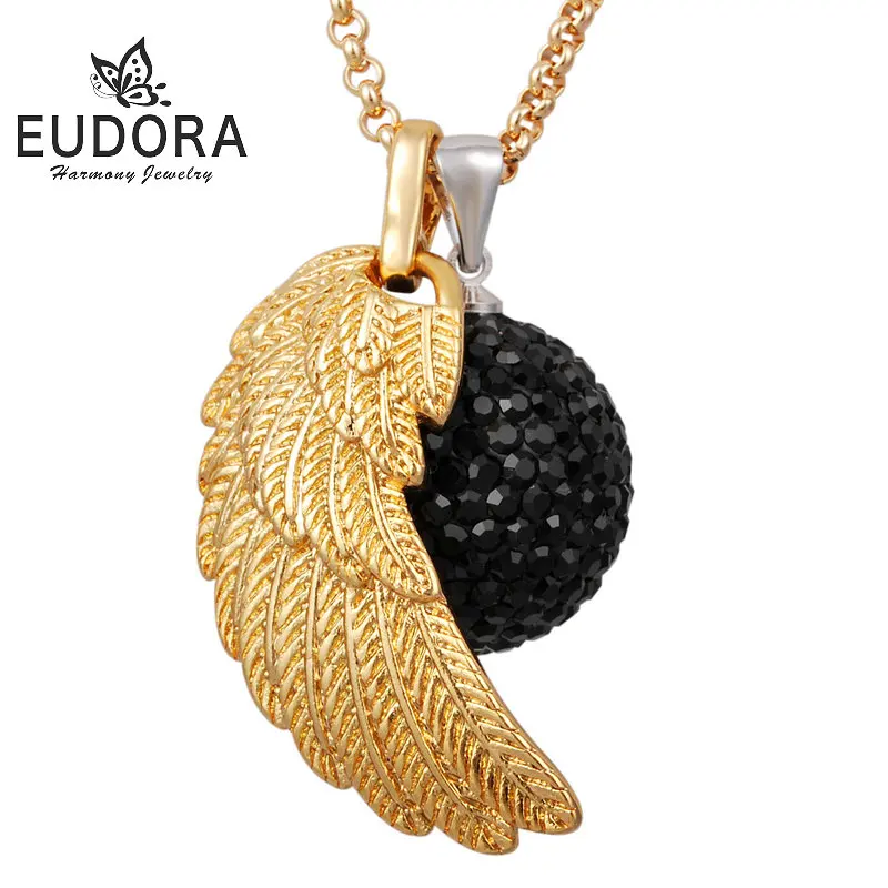 Eudora Angel Caller Necklace Fashion Pregnancy Jewelry Copper Metal Chime Bola With angel wing pendant FN14-MIX