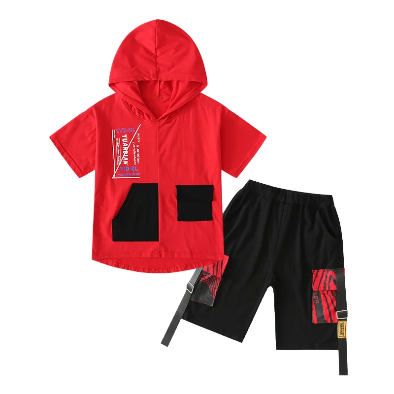 

Boys Clothes Summer Sportwear Sets Casual Short Sleeve Children Outfit 2 Pcs Hooded T-shirts + Pants