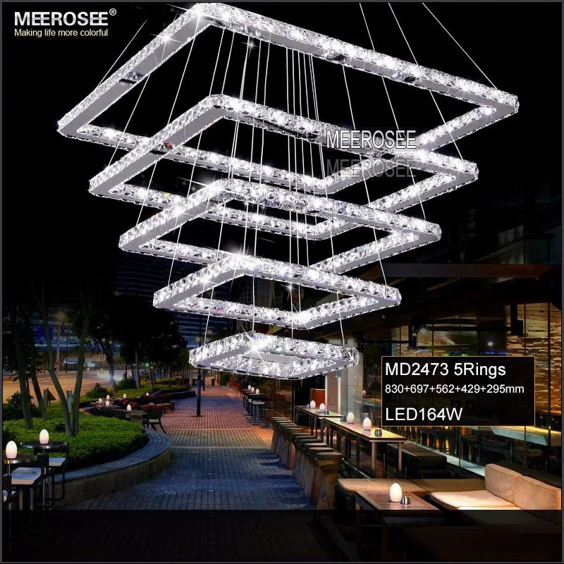 

Meerosee Modern DIY Chandeliers Light Square Nordic K9 30MM Zize Crystal Pendant Lamp Fixture For Living Room Bedroom AC90-260V