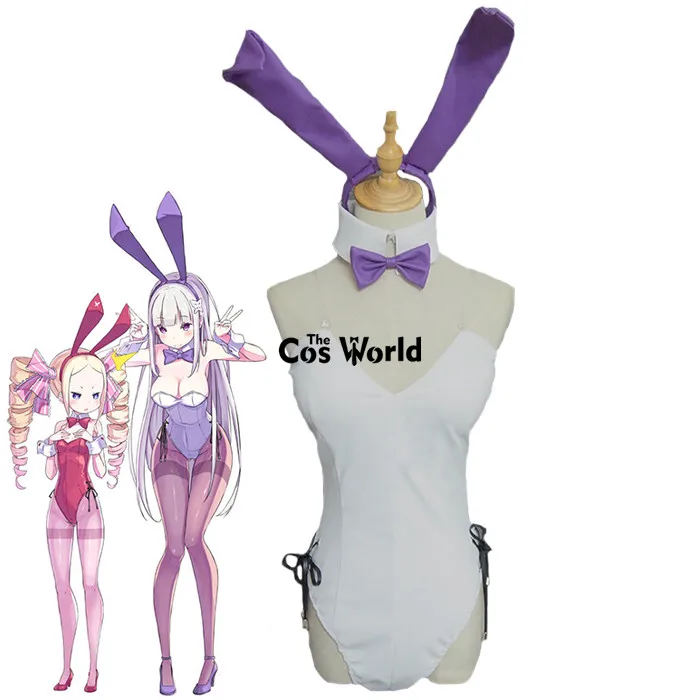 Re Zero Emilia Sexy Bunny Girl Uniform Outfits Anime Customize Cosplay Costumes