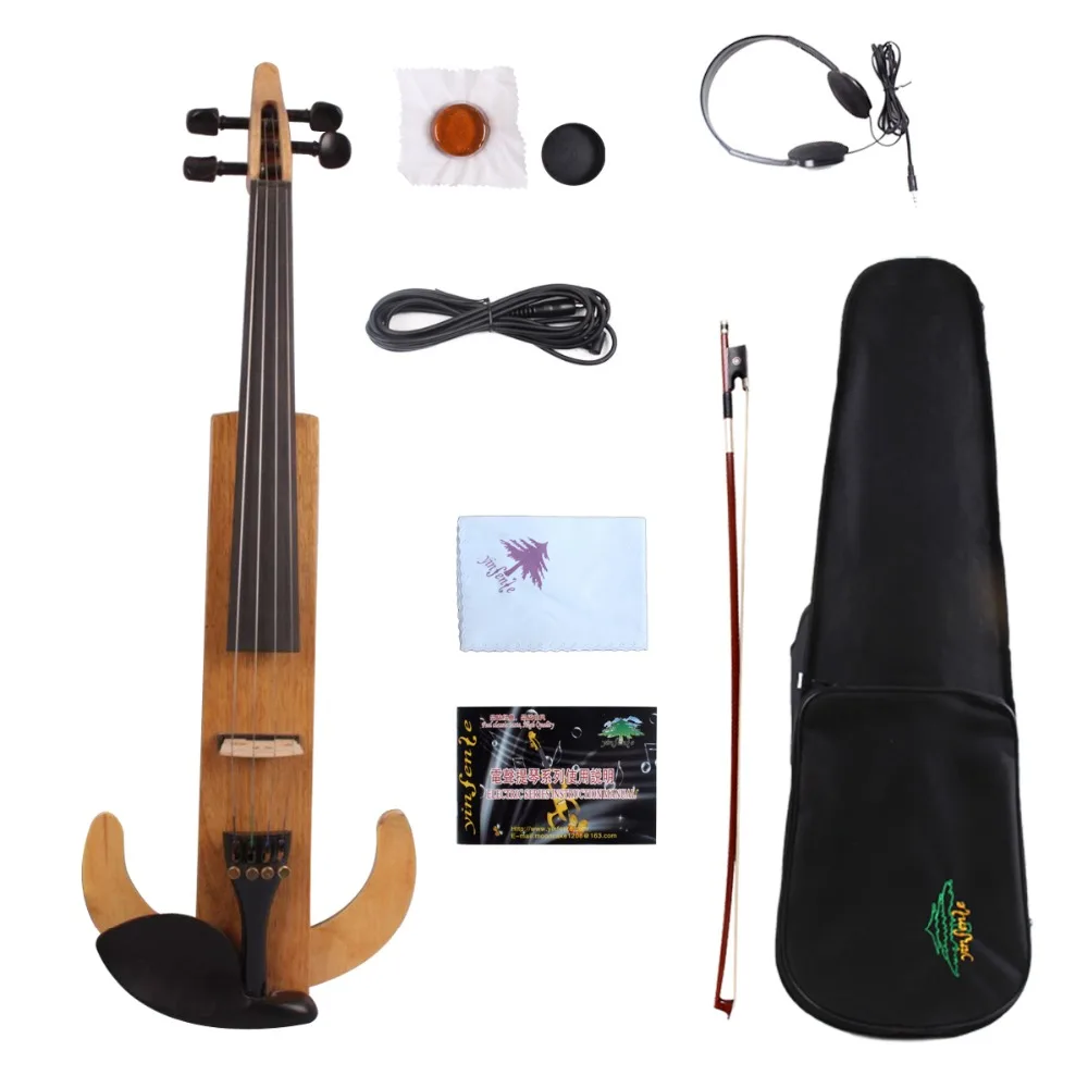 4/4 Electric Violin Right Hand Full Size Practice Show Maple Wood w/ Headphone