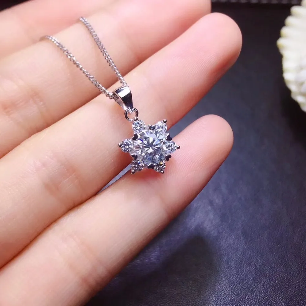 moissanite necklace, 1 carat gem, can be detected by instrument, 925 Sterling silver, popular Necklace