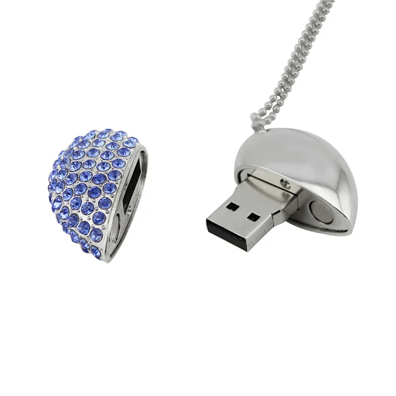 Clé usb créative avec pendentif cœur en métal et cristal, support à mémoire de 4GB 8GB 16GB 32GB 64GB, 128G