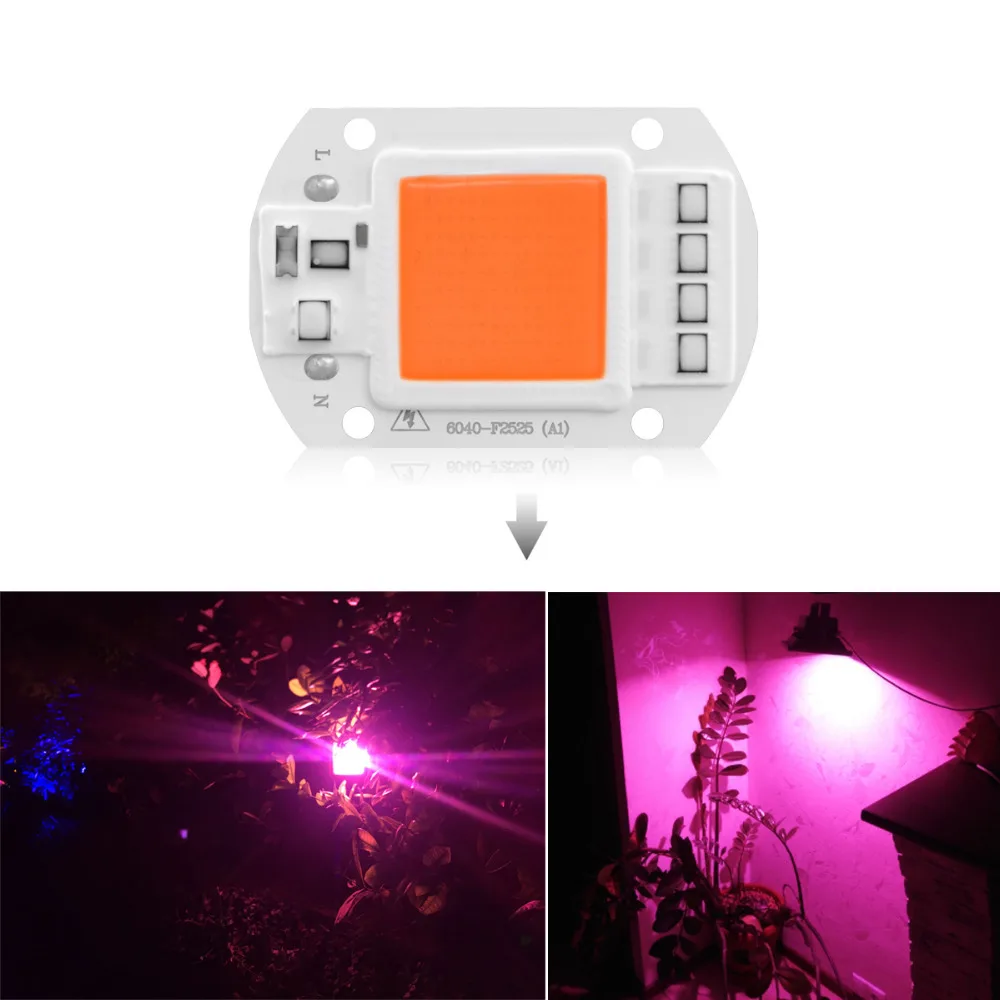 Lâmpada led de crescimento rápido com chip cob, espectro completo ac220v 110v 10w 20w 30w 50w para florescimento de plantas internas, fitolamp para