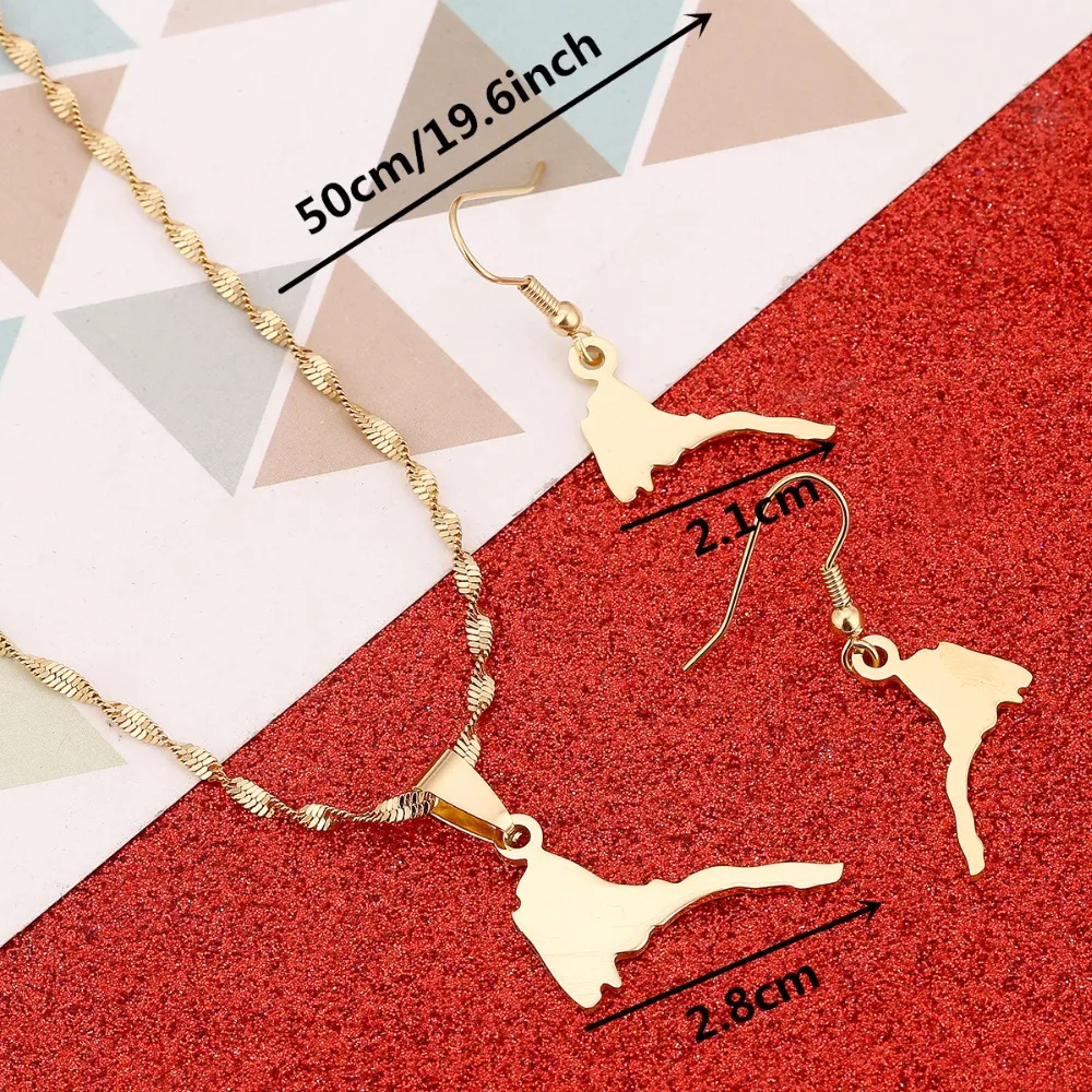 Small Size Smooth Eritrean Map Necklace Pendants Gold Color Jewelry Ethiopian Eritreans Gift Items