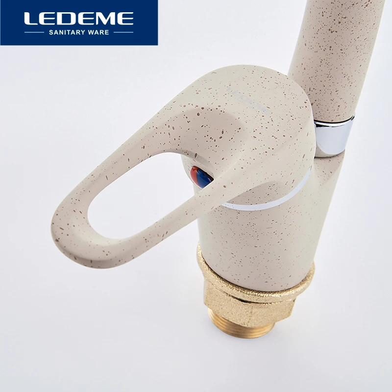 LEDEME Kitchen Faucet Bend Pipe 360 Degree Rotation with Water Purification Features Spray Paint Chrome Single Handle L5913