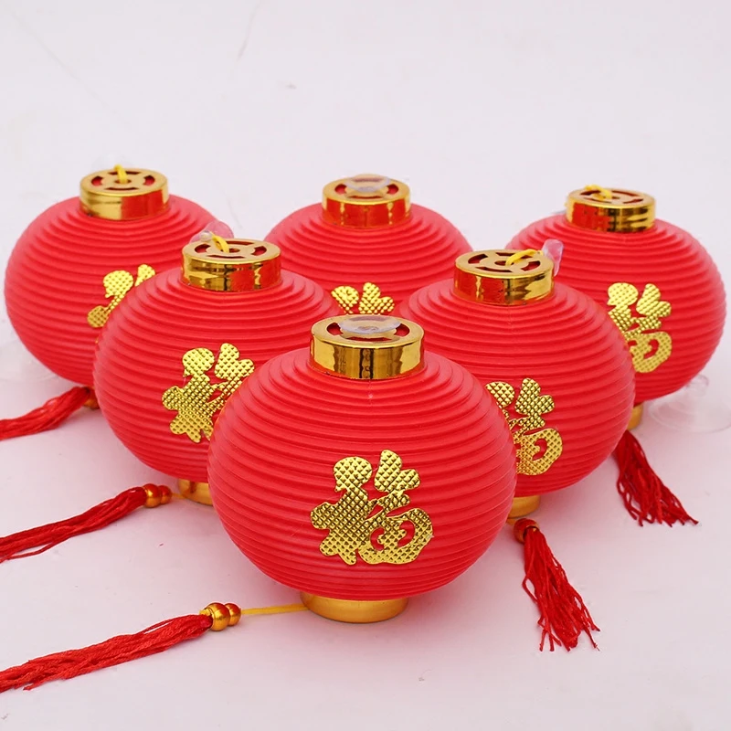 Hot sale 9 pcs/lot Traditional Chinese Red Lanterns New Year Wedding Party Spring Festival Hang Mini  Lantern Home Decoration