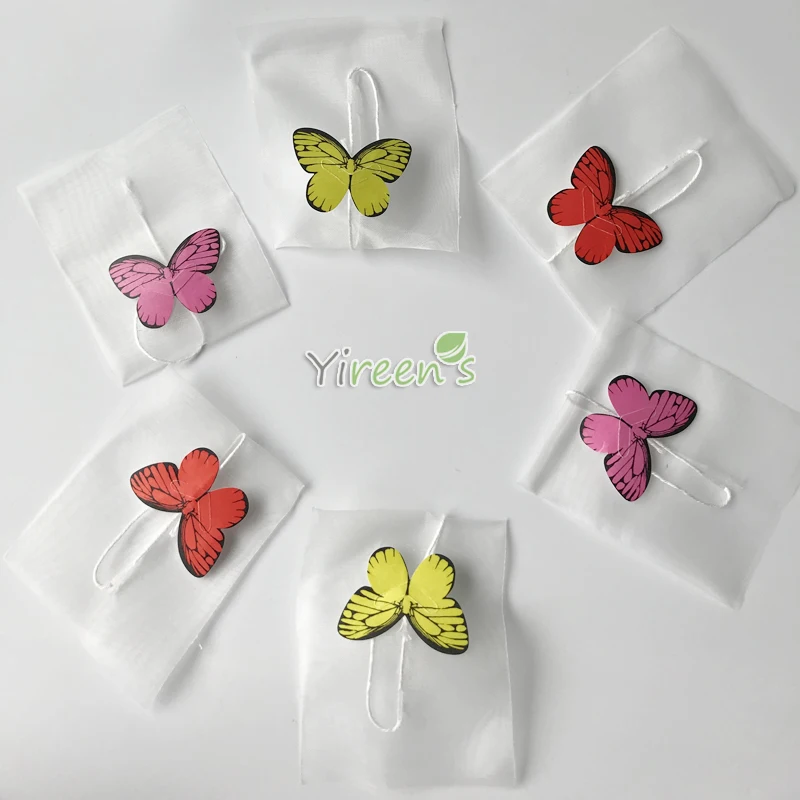 Colorful Butterfly Tag, 1000pcs 58 X 70mm Empty Nylon Tea Bags, Pyramid Transparent Filter Bags Disposable Nylon Tea Filters