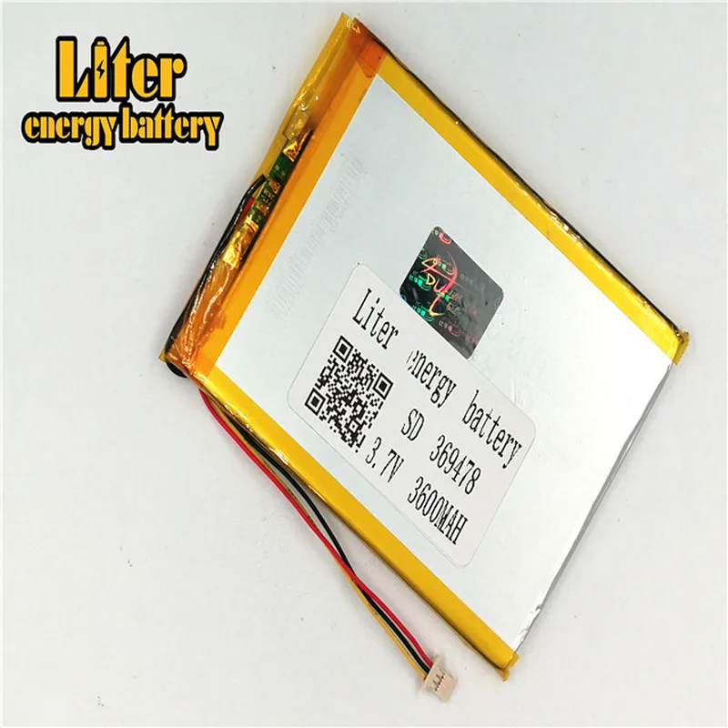 1.0MM 3pin connector 369478 Rechargeable tablet pc 7 inch LiPo 3.7v 3600mAh lithium ion polymer battery