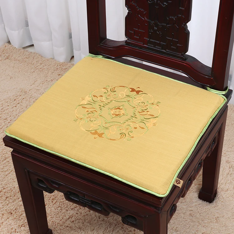 Custom Fine Embroidery Dining Chair Car Seat Cushions Home Office Decor Comfortable Chinese Style Cotton Linen Seat Pads