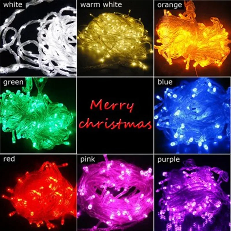 Holiday Outdoor String Lights 100 LED 10M Christmas Wedding Lighting Decorations Warm White RGB 220V 110V EU US Plug