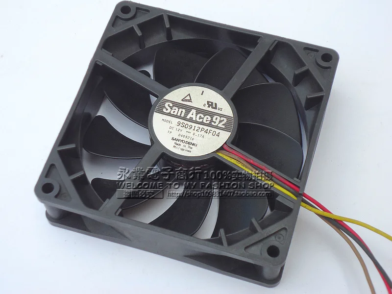 Sanyo Denki 9S0912P4F04 DC 12V 0.17A 92x92x25mm Server Cooling Fan