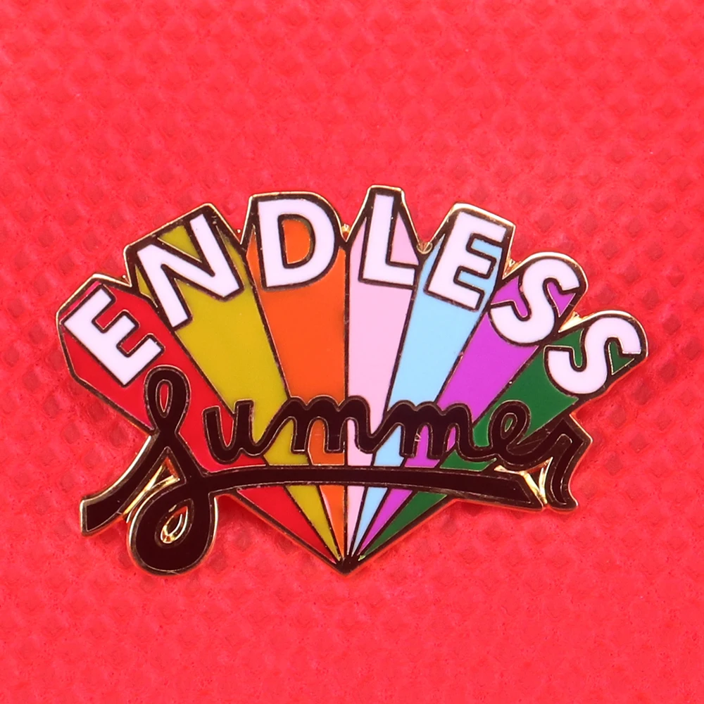 Endless summer enamel pin colorful pencil art brooch pastel rainbow badge painter jewelry designer maker craft lover gift