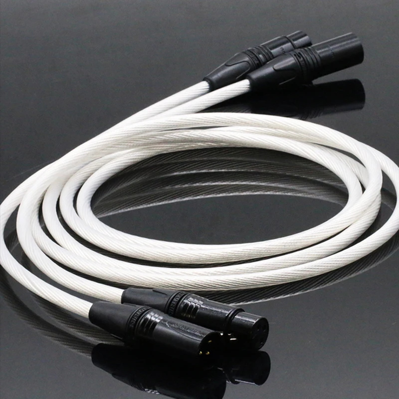 Пара Hi-Fi нейтральный XLR-кабель Высококачественный кабель из чистого серебра 5NOCC Hifi 2 XLR «папа» на 2 XLR «мама» Кабель балансировочной линии