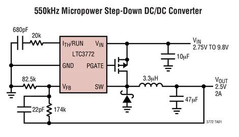 LTC3772 LTC3772EDDB LTC3772ETS8 - Micropower No RSENSE Controlador CC/CC reductor de frecuencia constante