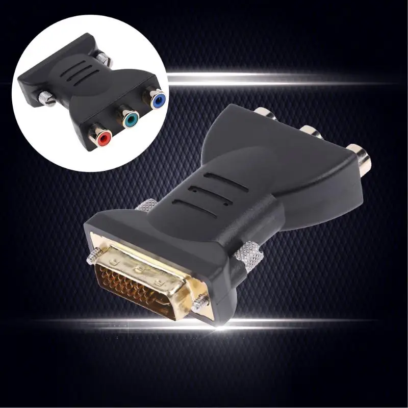 Adaptador de conector macho A hembra RCA para ordenador, convertidor de 24 + 5 pines, DVI, 3 puertos A/V, PC A DVD, Receptor AV, proyector