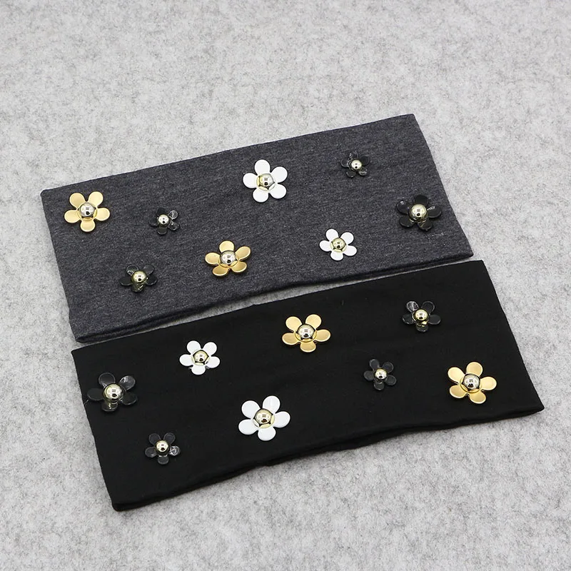 Fashion Solid Women Daisy Floral Cotton Headbands New Spring Summer Thin Soft Stretch Hairbands For Women Girls Hair Accessories