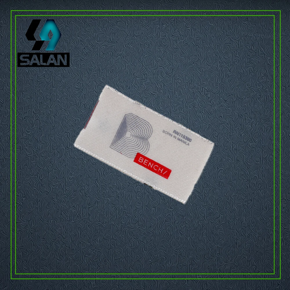 Customized Two Colors Logo Satin Washing Labels for Garment Custom Clothing Printed Silk Material Fabric Sewing Tags