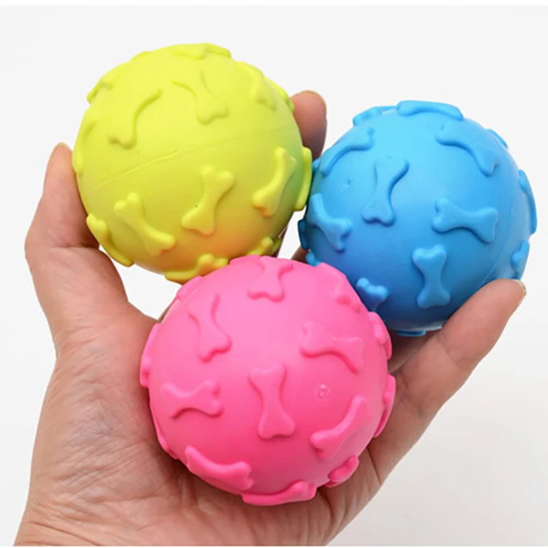 Pet Dog Rubber Interactive Toys Squeakers  Dog Ball Interactive Bite-resistant Elastic Rubber Toy Suitable For Puppies Cat