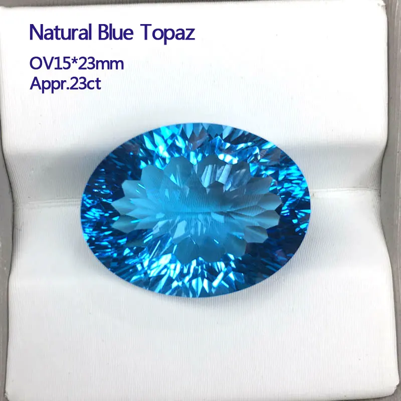 CSJ 100% Natural Blue Topaz Loose Gemstone Deep Color Big Stone Oval15*20MM 23ct Brilliant Cut For Diy Jewelry 925 Silver Gold