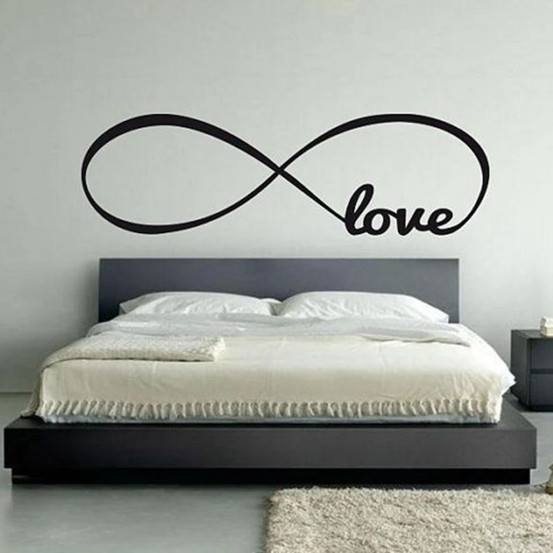 Bedroom Wall Decals, Love Wall Stickers Bedroom Decor - Infinity Symbol Word Love bedroom vinyl wall art