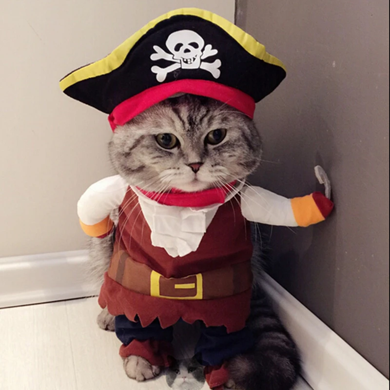 Ropa divertida para gatos y perros, traje de pirata, Corsair, ropa de Halloween, traje de fiesta para gatos