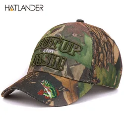 Hatlander-男性用の湾曲した野球帽,太陽からの保護,スポーツ,刺繡,魚のカモフラージュの3d文字