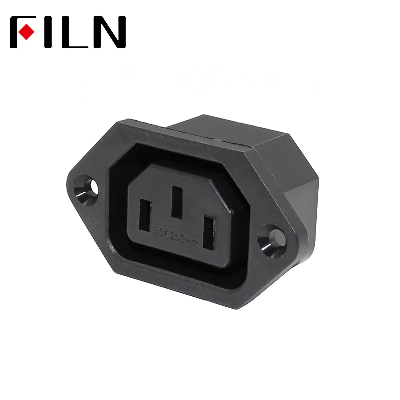 IEC 320 C14 Female AC Power Inlet Socket Jack Connector Receptacle AC 250V 10A For AMP Computer Panel Mounted Screw