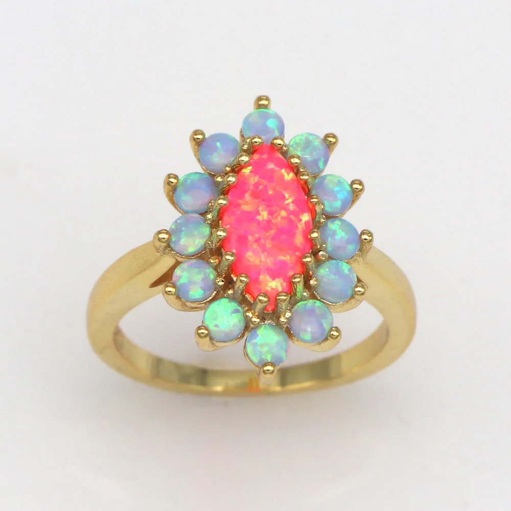 JLR-753  Women Horse Eye Inlay Rings  Pink Opal Rings for Women Fashion Jewelry