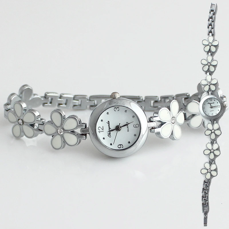 Chaoyada 10 partes moda flores faixa ouro rosa presente feminino casual quartzo vestido de pulso mistura relógios de pulso o31m10 presentes para mulheres