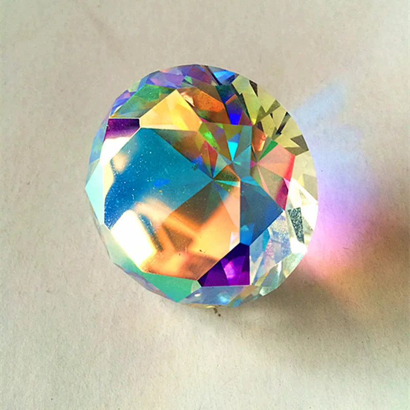 

100pcs/lot Colourful k9 Crystal Glass Clear AB Diamond Paperweight Dia 30mm Round Faceted Wedding Party Decoration & Gifts