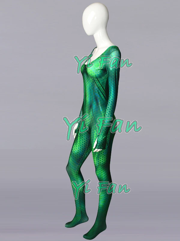 Mera Woman Cosplay Costume 3D Print Spandex Superhero Costume Zentai Catsuit for Girl Halloween Costume Hot Sale