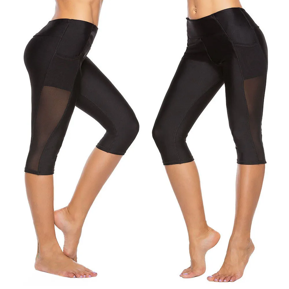 Perimedes Women fitness leggings Mesh Side Pocket Pants Fitness Yoga Legging Fitness Sportswear Running Leggings#y5