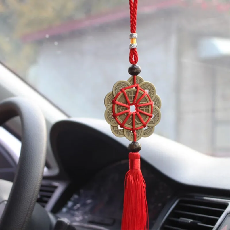 Chinese Feng Shui Knot Tassel China Mascot Lucky Charm Ancient Coins Prosperity Protect Good Fortune Ornaments Car Accessori