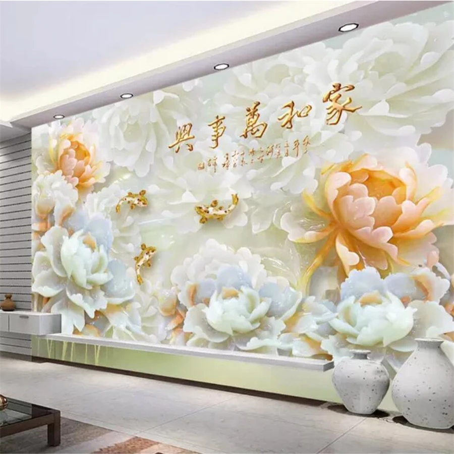 wellyu Custom Photo Wallpaper 3D Murals Home and Jade Carving Living Room Bedroom Background Wall paper Mural papel de parede