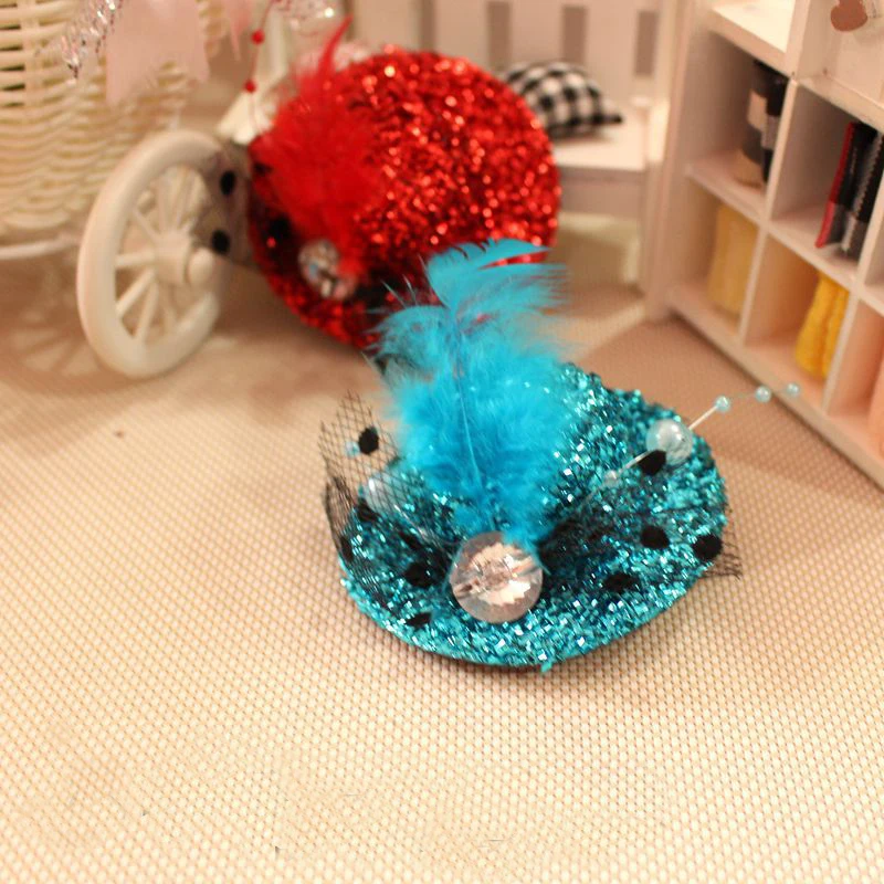 New Party Feather Ribbon Flowers Hats Hairgrips Hair Accessories Kids Girl Children Baby Hair Barrettes Festival Hat Hair Clips